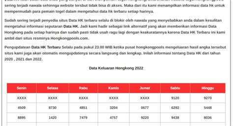 Data pengeluaran kim hongkong Live Draw Hk