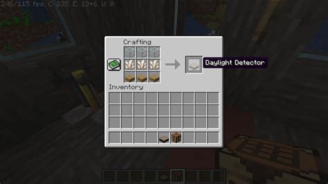 Daylight detector minecraft recipe To make a Daylight Detector, players will need Glass ×3, Nether Quartz ×3, and wooden Slabs ×3