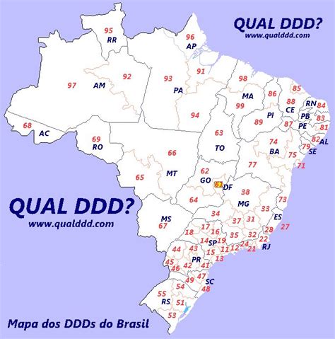 Ddd 22 mapa  DDD são os códigos de Discagem Direta a Distância