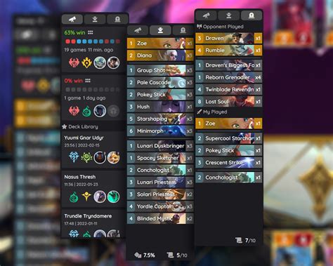 Deck tracker legends of runeterra Browse through a range of champion & region combinations and top-performing Zed decks to find your ideal fit