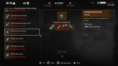 Decoctions witcher 3  Description: Your opponent takes damage every time that they damage you with a melee attack