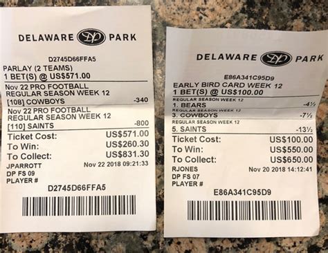 Delaware park parlay cards According to Kirk, “the retail locations will be dealing strictly with college and pro football parlay cards and that’s all for now