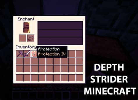 Depth strider minecraft  Depth strider is a unique enchantment for boots in Minecraft that allows the user to have increased underwater movement speed