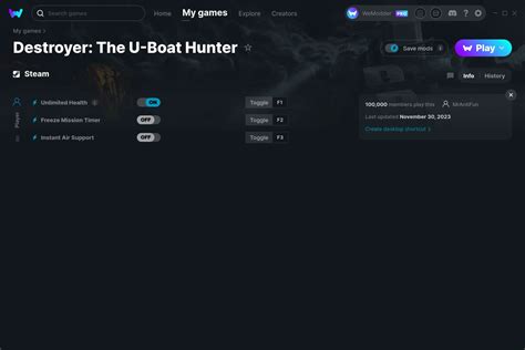 Destroyer the u-boat hunter cheats com ----- Activating this trainer ----- If not state otherwise below, press F1 at main menu