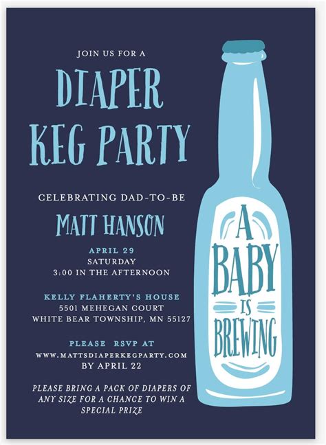 Diaper keg party games  The plan would be to have a keg of beer, variety of wine, and food (+ non alcohol drinks)