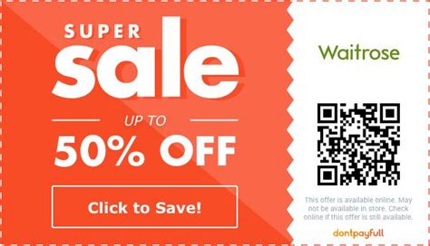 Discount code waitrose  Shop Food & Drink and health & beauty offers for 50% off