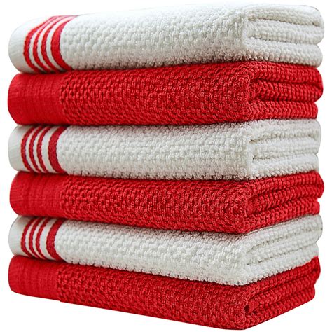 Candy Cottons Set of 12 Kitchen Dish Towels, 100% Cotton Kitchen Towels,  with Hanging Loop, Dishcloth Sets for Washing & Drying Dishes, Tea Towels 