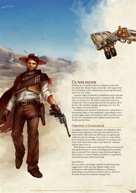 Dnd 5e gunslinger build Arcane Gunslinger