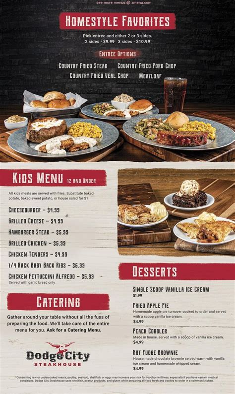 Dodge city steakhouse clemmons menu  Send by email or mail, or print at home