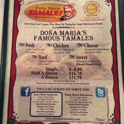 Dona maria tamales-northwest menu  STANDARD ORDER