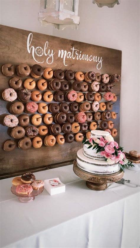 Donut wall wedding escort cards  The large tabletop display is perfectly
