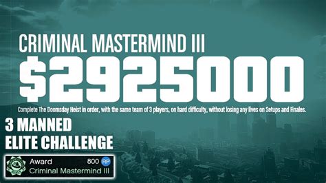 Doomsday criminal mastermind guide  This means that the total reward at the end of the final heist will be of $12