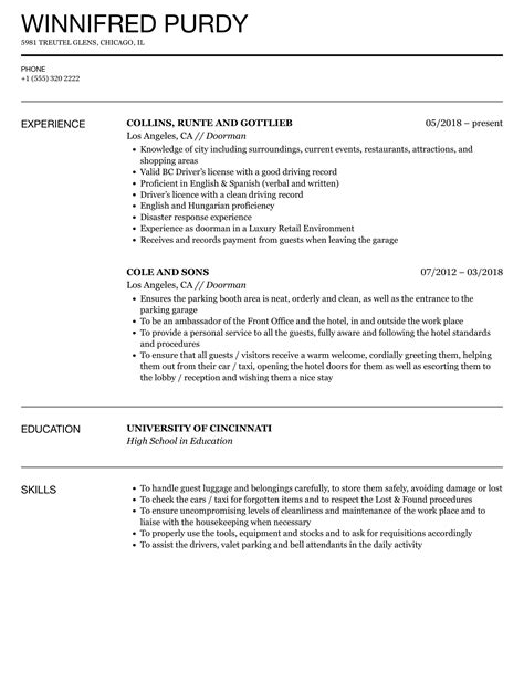 Doorman skills for resume  What skills are required for Ushers, Lobby Attendants, and Ticket Takers? Importance Skills; Social Perceptiveness - Being aware of others' reactions and understanding why they react as they do