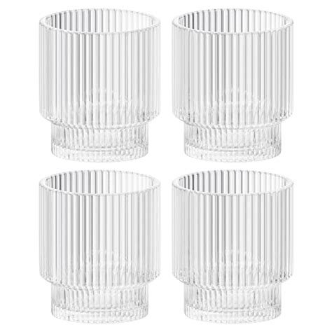 Drinking Glasses with Glass Straw Set of 4, Combler 16oz Can Shaped Glass Cups, Beer Glasses, Iced Coffee Glasses, Gift - 2 Cleaning Brushes, Size