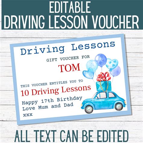 Driving lesson voucher template 5" Each template has a maximum of 20 downloads
