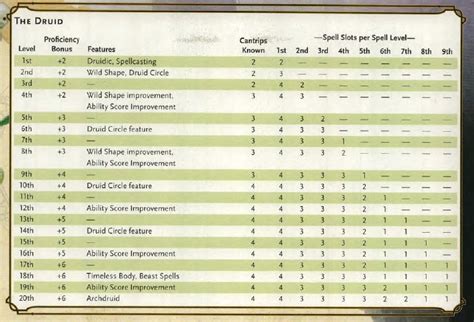 Druid spell list breakdown 3 Level 2 Spells; 1
