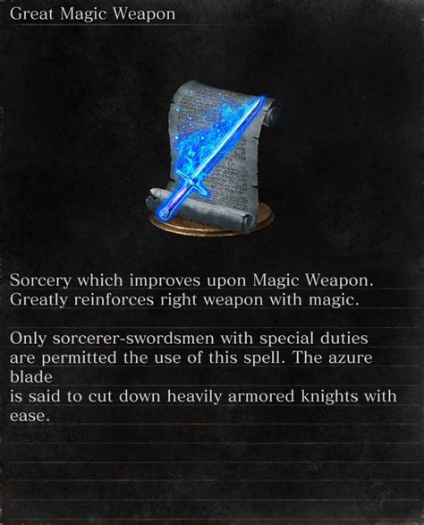 Ds2 great magic weapon  I always thought it was super weird that magic buffs had a hierarchy like that but other elemental buffs didn't