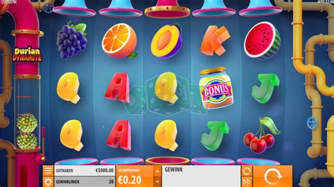 Durian dynamite online spielen Durian Dynamite is a 5-reel, 20-line online slot game with bonus round, bonus spins, instant play, autoplay, video slots, wild symbol, scatter symbol, mobile gaming, fruit/vegetables, food, luck and action themes you can play at 537 online casinos