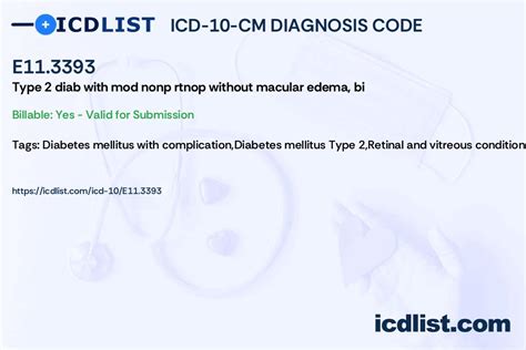 E11.3393 3393 is a valid billable ICD-10 diagnosis code for Type 2 diabetes mellitus with moderate nonproliferative diabetic retinopathy without macular edema, bilateral