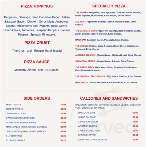 Eagle one pizza harrah menu 28 miles