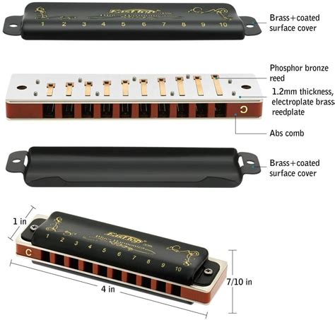 Easttop 24Holes Professional Tremolo Harmonica Key of G harmonica Mouth  Organ