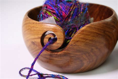 Wooden Yarn Storage Bowl Crochet Skeins Wood Yarn Holder Organizer For  Knitting
