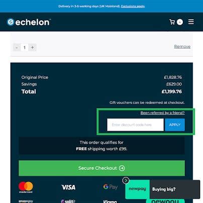 Echelon discount codes  Access such a substantial discount in November 2023! Don't forget about the exclusive Black Friday Deals 2023