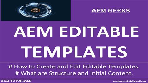 Editable templates in aem 6.5  The template defines the structure of the page, any initial content, and the components that can be used (design properties)