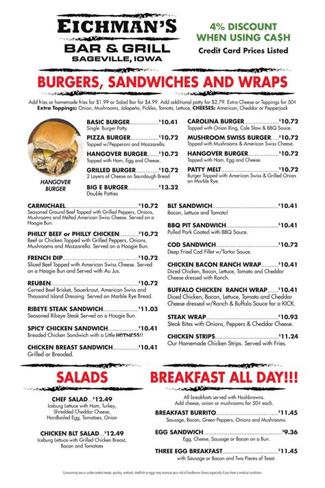 Eichman's bar and family restaurant menu  4