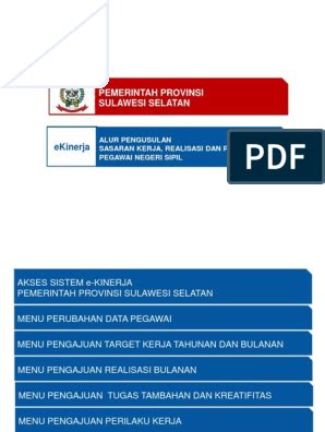 Ekinerja prov sulsel 030,- dengan realisasi keuangan sebesar Rp 69