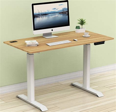 JIN OFFICE Height Adjustable Desk Electric, Motorized Standing Desk, Black  Frame with White Tabletop, Sit Stand Desk, 80 kg Wt. Cap