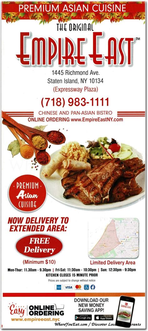 Empire east richmond avenue menu  Empire East currently has two locations open on Staten Island