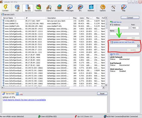 Emule kad server list  In 'Servers' right click on a server, choose 'Remove all' click in the space under 'Update