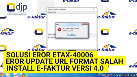 Error 40006 efaktur  Sebelum reset efaktur backup dulu data efakturnya degan cara ekspor seluruh data baik faktur pajak, retur, dokumen lain, lawan transaksi, dan nama barang/jasa