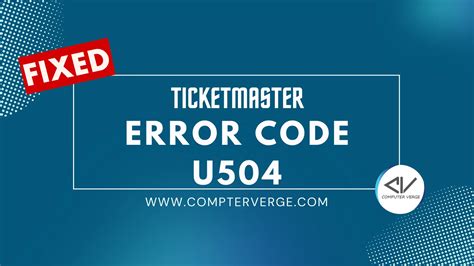 Error code u504 live nation I did find a solution! I contacted Ticketmaster from twitter