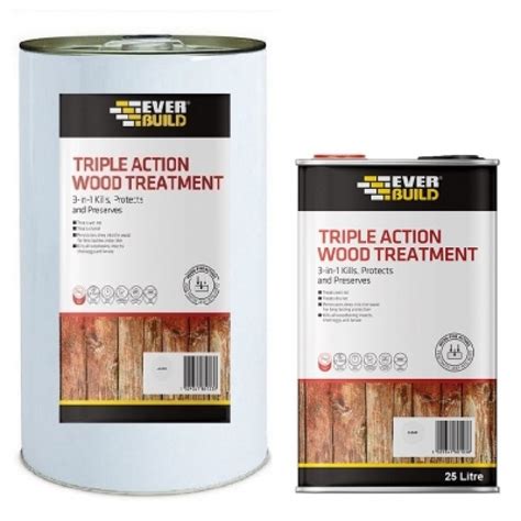 Everbuild triple action wood treatment screwfix <s> Everbuild Triple Action Wood Treatment | Kills and Protects Against Wood Rot and Wood Boring Insects - Clear - 5 Litr</s>
