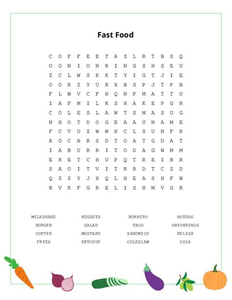 Fast food word search pro  Food Boardgame For Beginners
