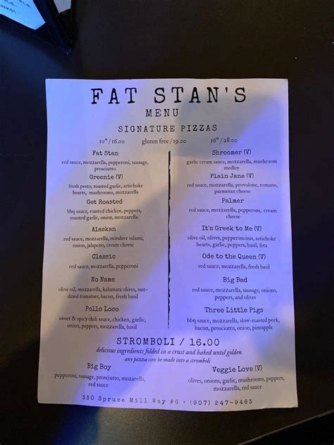 Fat stans menu  Show per page