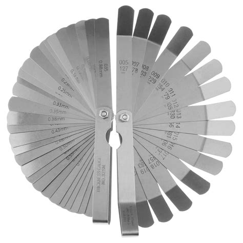 Feeler gauge screwfix 001” Resolution with Magnifier & Adjustable Main Beam – DASQUAFG01 CONICAL-SHAPED BLADES, NICKEL-PLATED CASE WITH LOCKING NUT, MEASUREMENTS IN MM AND INCHES ON EACH BLADE