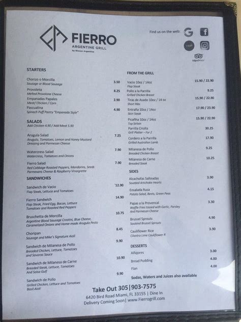 Fierro argentine grill menu ” more