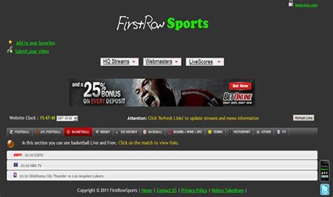 Firstrowsportes  First row sports is listing many Sports live stream links every day
