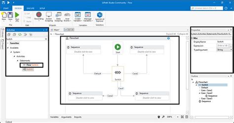 Flow switch uipath Array Variables