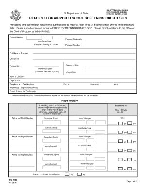 Forms of screening escort  Figure 4 - Blank Request Form Save the blank form to a file location on your computer