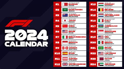 2024 Formula 1 Calendar