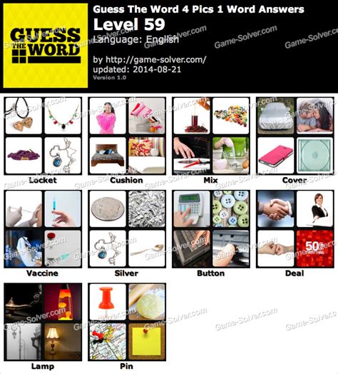 Four pics one word level 59  What is the solution for 4 Pics 1 Movie Level 59 ? We are trying our best to solve the answer manually and update the answer into here, currently the best answer we found for these are: Billboard Dad; The Body; Waiting; The