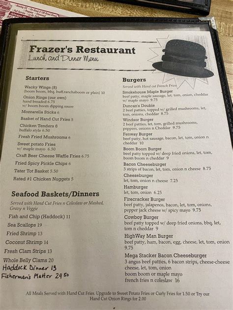 Frazers place menu  17 reviews