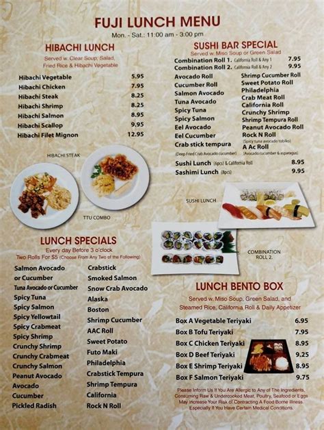 Fuji cookeville menu  402 Duncan Chapel Rd