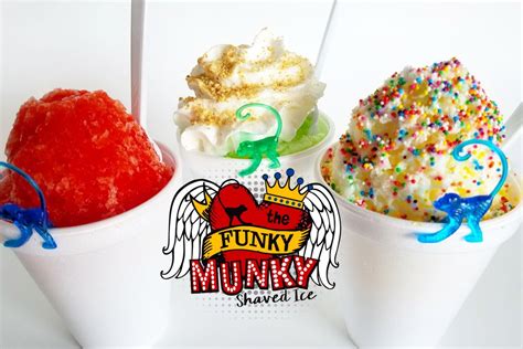 Funky munky shaved ice menu  Sunday 1:00-6:00