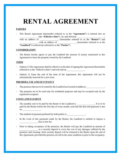 Furniture rental agreement template word 501) – Allows for the landlord or tenant to cancel within 15 days