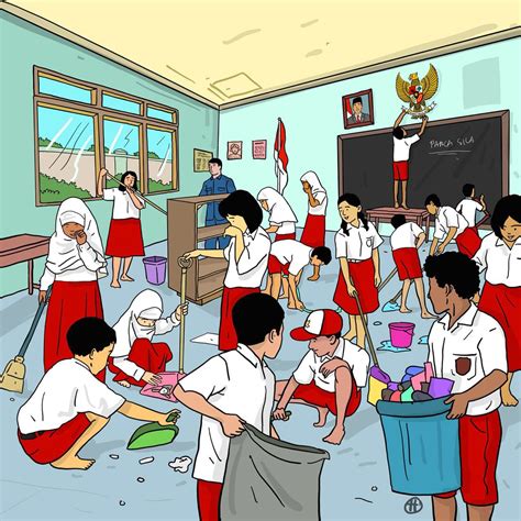 Gambar animasi gotong royong di sekolah  Savesave 5 gambar gotong royong di ruma1 for later